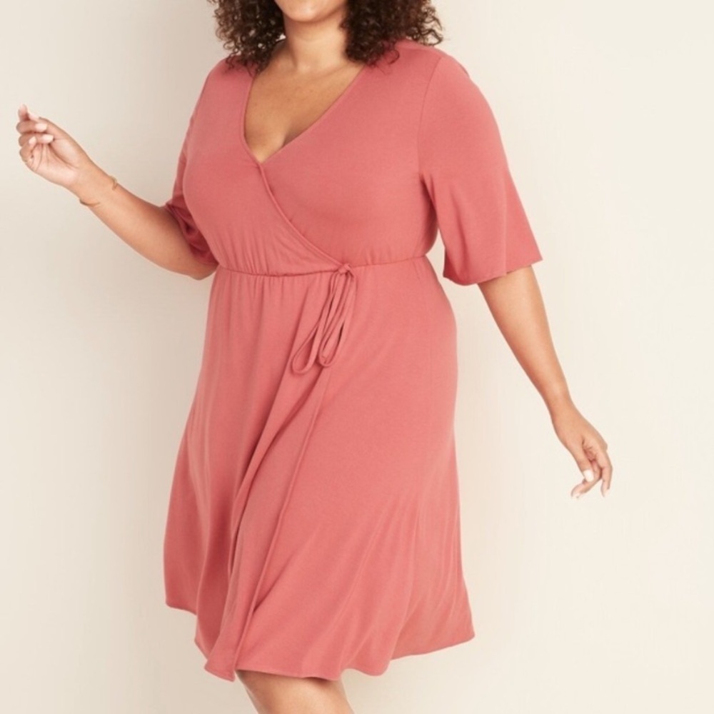 Old Navy Wrap Dress 3X Plus Size Flutter Sleeve Stretch